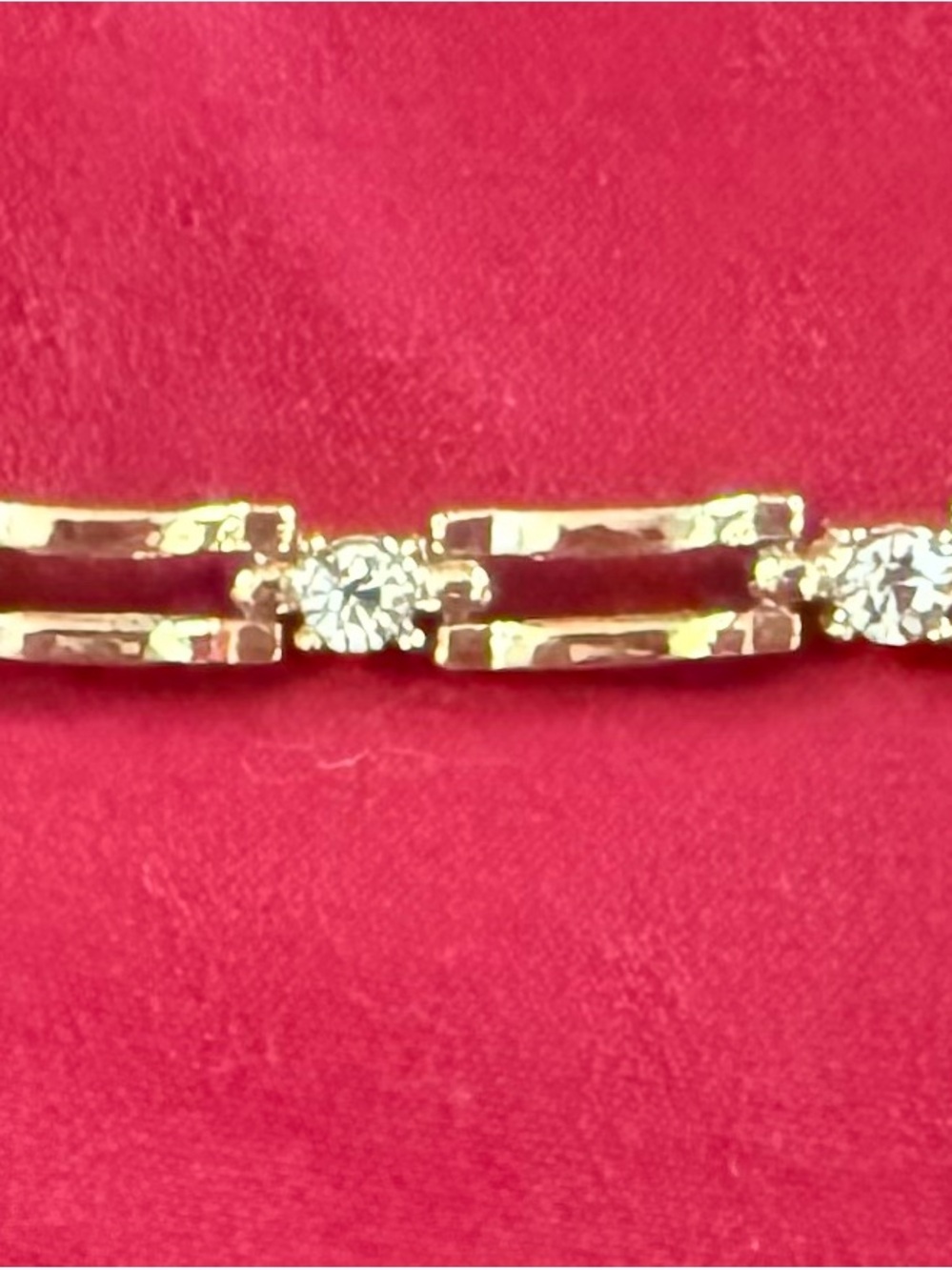 Vintage Gold Link Bracelet with Clear Stones - Women Jewelry